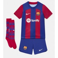 Camisa de Futebol Barcelona Alejandro Balde #3 Equipamento Principal Infantil 2023-24 Manga Curta (+ Calças curtas)